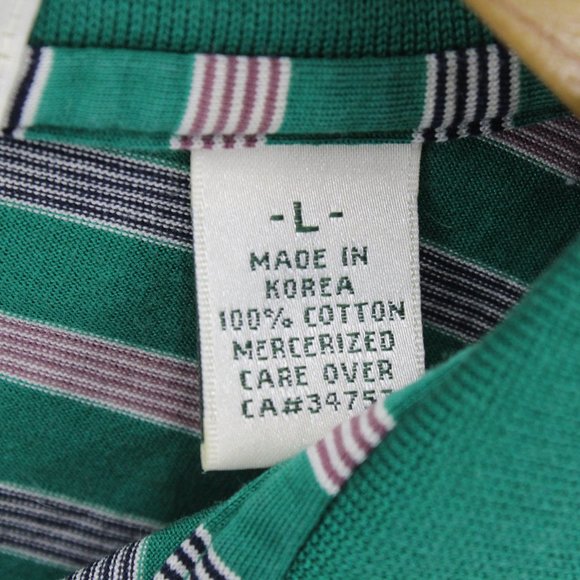 Fairway Greene Large Men's Golf Polo Stripe Shirt Green White Short Sleeve Large - Picture 5 of 8